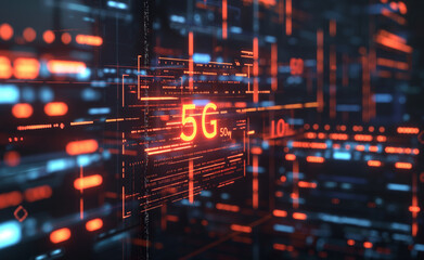 5G Illuminated: Next-Gen Wireless Technology on Dynamic Server Background