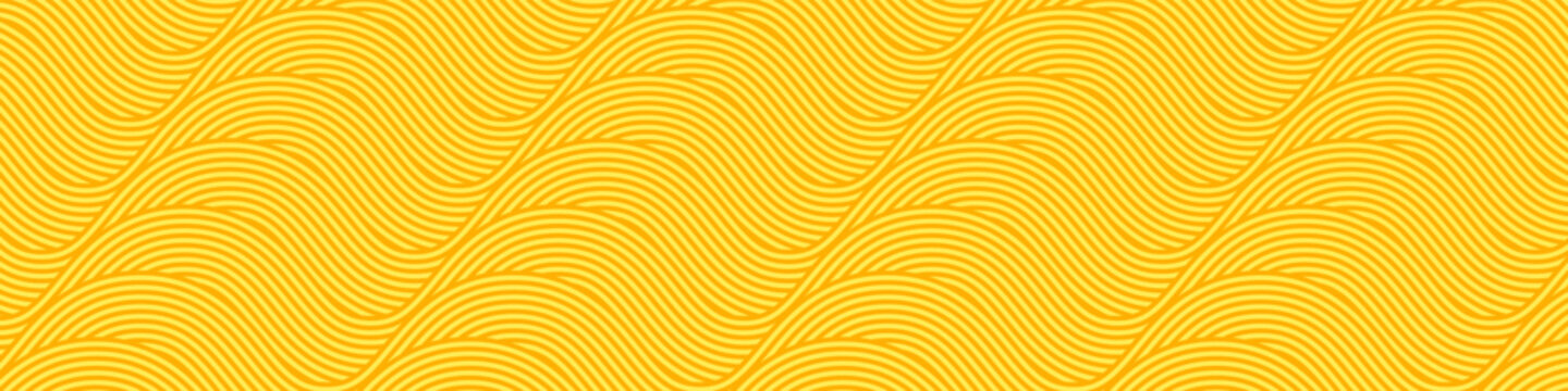 Instant noodle ramen pattern background. Yellow geometric texture of pasta. Food banner: spaghetti, macaroni, vermicelli