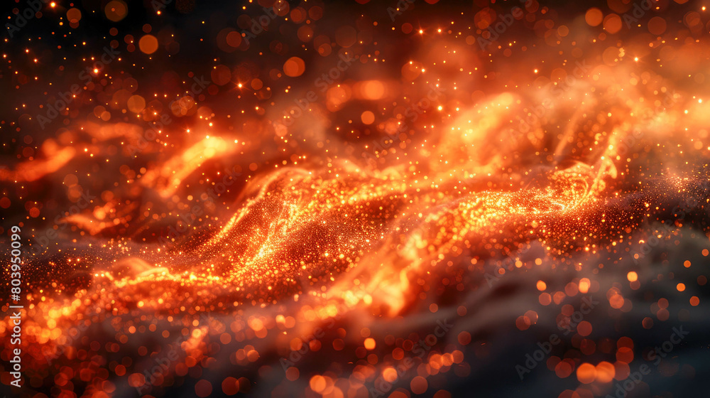 Poster futuristic abstract sci-fi background with glowing waves and particles fractal galaxies