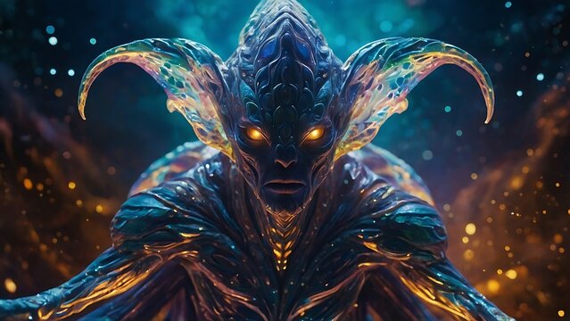 Creatures from another world In a strange star blurred space background