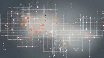 Rectangular IoT Connectivity Grid on Gray Background Simple Network Visualization - obrazy, fototapety, plakaty