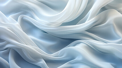 Obraz premium Beautifully Fluttering White Color Fabric in Space With Delicate Folds on Blurry Background