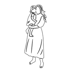 mother with baby sketch on white background vector