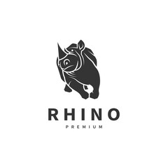 Rhino animal vector logo design illustration 3