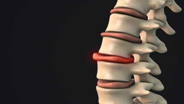 Bulging disc in the human spine