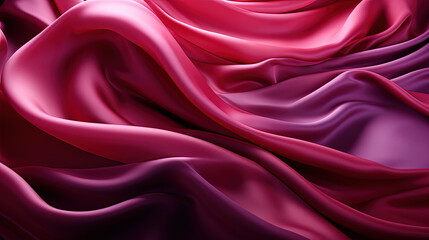 Obraz premium Fluttering Magenta Color Fabric Heavenly in Space With Delicate Folds on Blurry Background