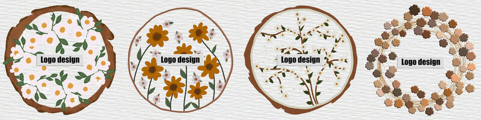 Various seasonal flower-style logos.