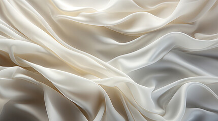 Obraz premium Contemporary Fluttering White Color Silk Fabric in Space With Delicate Folds on Bokeh Background