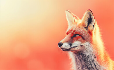 Fox in the Red: Macro Shot with Vibrant Background