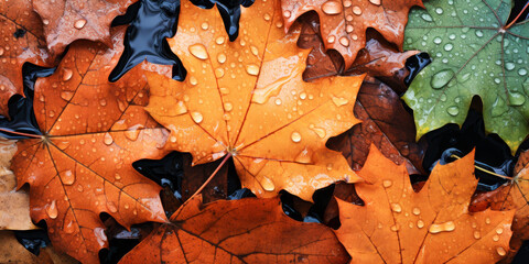 A close up of a bunch of leaves with water droplets on them