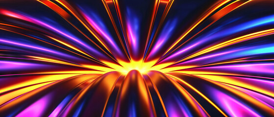 Fototapeta premium A colorful, abstract line of a flower with a yellow center