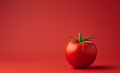 Red Tomato on Pastel Background.