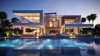 Obraz na płótnie Canvas Modern luxury villa with swimming pool