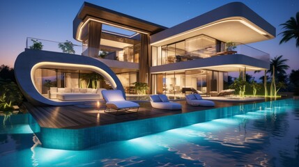 Obraz na płótnie Canvas Modern luxury villa with swimming pool
