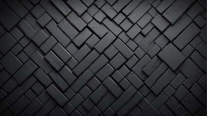 black bricks theme vintage striped diagonal lines and blocks pattern abstract background from Generative AI