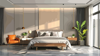 Stylish interior of modern bedroom Vector style vector