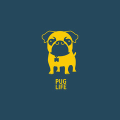 simple pug life animal pet logo vector illustration template design