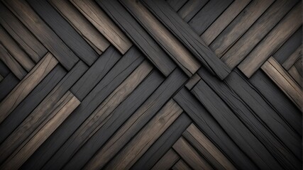 black wood theme vintage striped diagonal lines and blocks pattern abstract background from Generative AI
