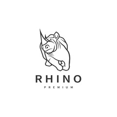Rhino animal geometric logo design illustration 3