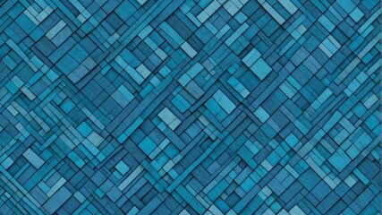 blue theme vintage striped diagonal lines and blocks pattern abstract background from Generative AI