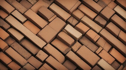 brown bricks theme vintage striped diagonal lines and blocks pattern abstract background from Generative AI