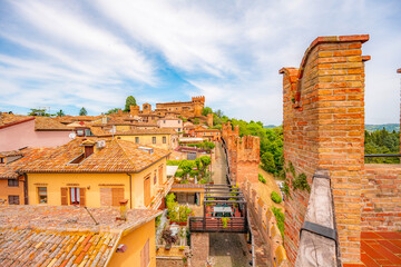 Village scene in Italy - Gradara - Pesaro province - Marche region. Town Walls of Gradara
