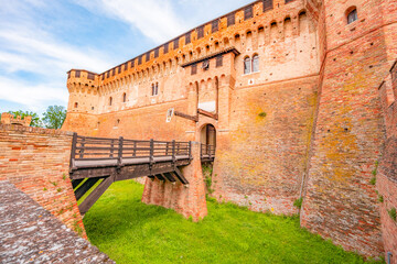 Village scene in Italy - Gradara - Pesaro province - Marche region. Town Walls of Gradara