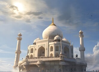 Fototapeta premium In a realm where silence reigns, stands the majestic Taj of the Nameless King. What name would you give to this silent monarch of beauty and grandeur?,generative AI
