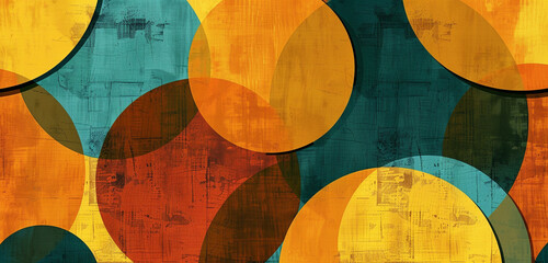Nostalgic abstract design with large circles in warm, retro shades.