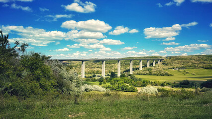 Forest and hiking trails of the Somogyi hills, valley bridge, Balaton, Hungary