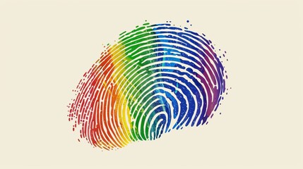 Rainbow fingerprint for June Pride Month. Image of support for LGBTQ human beings. Vector illustration