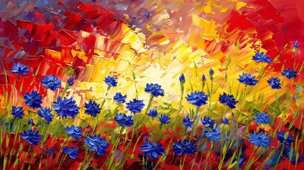 Swirling grey mist and bright yellow flashes in an abstract piece, cityscape at dawn.