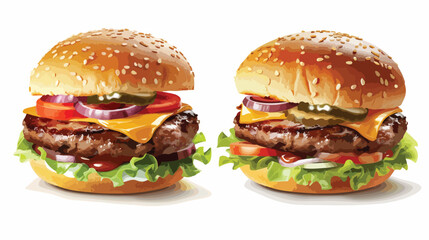 Tasty burgers isolated on white background Vector style