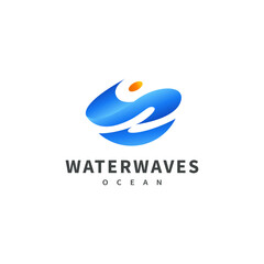sea water waves vector logo design 4