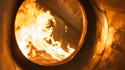 Intense close-up of a flame inside a waste-to-energy facility, symbolizing the transformation of trash into thermal energy.