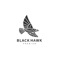 Black hawk monoline vector logo design illustration