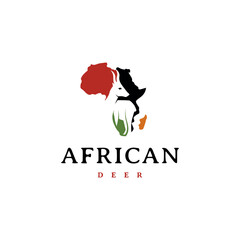 African deer logo design illustration with map concept