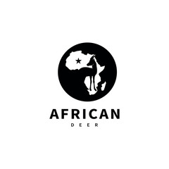 African deer logo design illustration with map concept 2