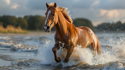 Freedom and Strength: Galloping Horse on Beach