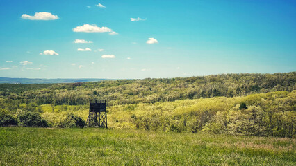 Forest and hiking trails of the Somogyi hills, valley bridge, Balaton, Hungary