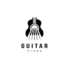 Guitar and piano creative logo design inspiration