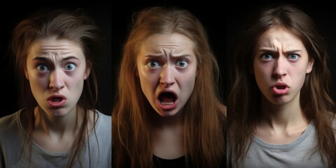 驚く表情の女性ポートレート,Generative AI AI画像