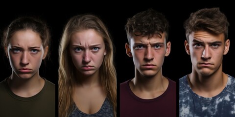 不機嫌な表情の男女ポートレート,Generative AI AI画像