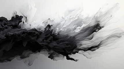 Abstract Art of White and Black Oil Paint Brush Stroke on Background