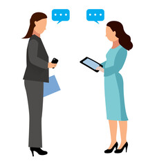 business woman and person with iPad
