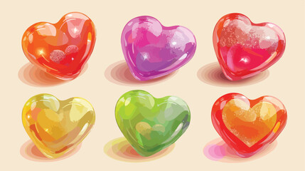 Tasty heart-shaped candies on light background Vector