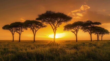 sunset in the serengeti.