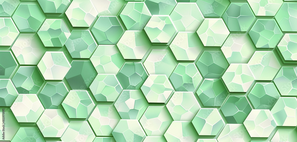 Poster tranquil hexagonal shapes in mint hues ideal for serene design applications.