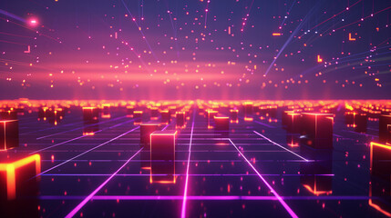 Fototapeta premium Abstract background in digital format, ideal for depicting a wide range of applications, including network capabilities, technological processes, digital storage, science, education