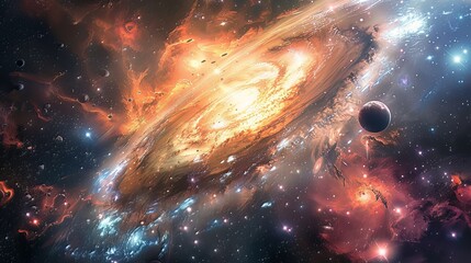 Fototapeta premium Space Observatory: At the space observatory, astronomers use powerful telescopes to gaze into the cosmos, capturing stunning images of distant galaxies and nebulae